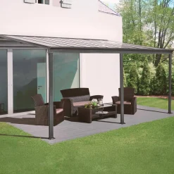 Aluminium Anbaupergola Carport 3x5m mit Dachrinne