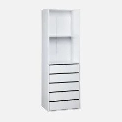 Ankleidemodul mit 5 Schubladen und 2 Regalen