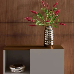 Anrichte, Sideboard aus Metall mit Holzdekor, 1 Tür B 80 cm
