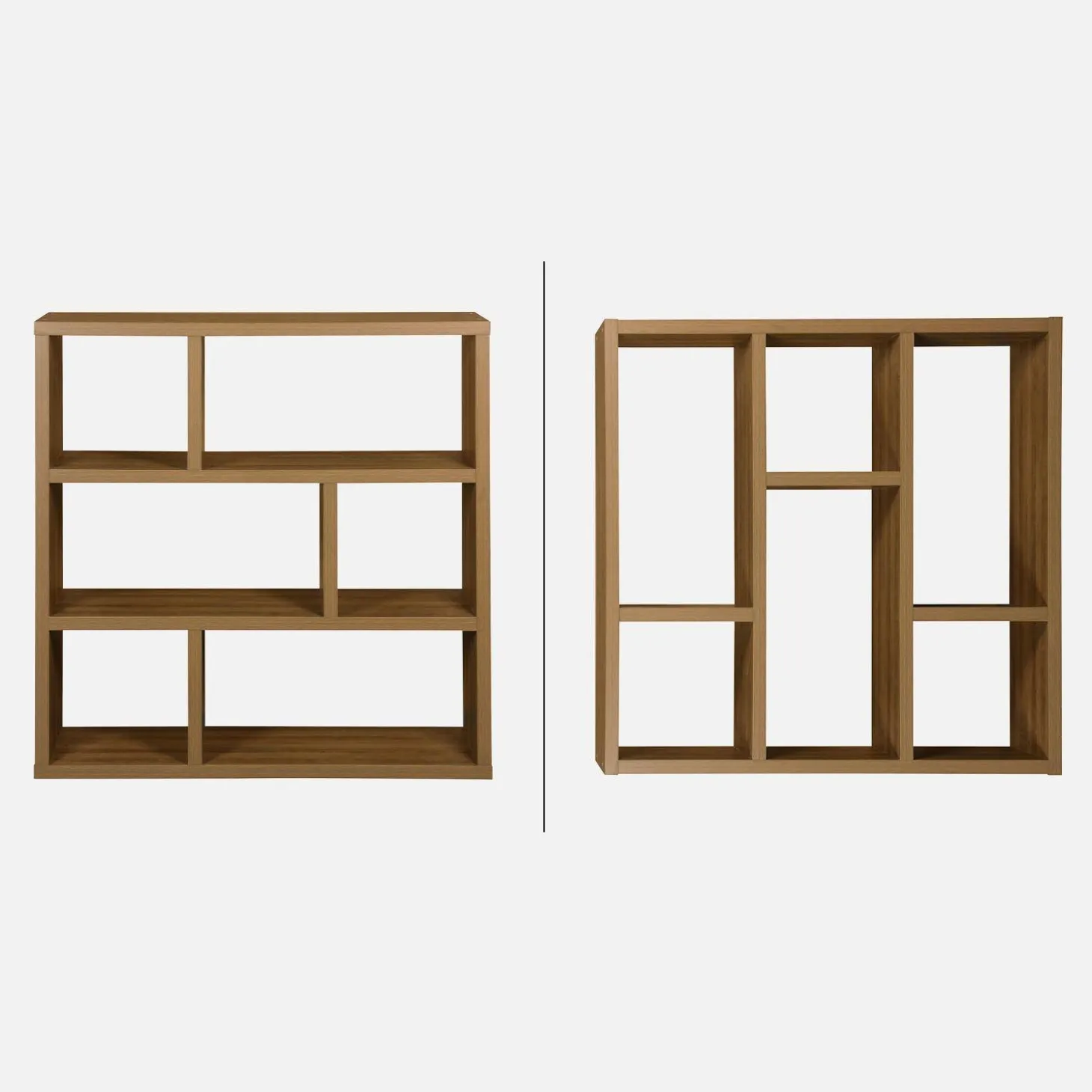 Asymmetrisches Bücherregal 3 Ebenen 6 Stauräume