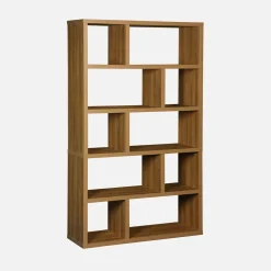 Asymmetrisches Bücherregal im Holzlook 5 Ebenen 10 Stauräume