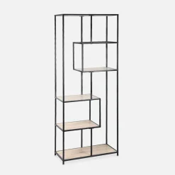 Asymmetrisches Regal aus Metall mit Holzdekor