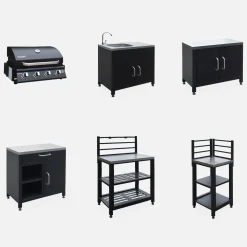 Außenküche 5 Elemente aus Stahl + Gasgrill 4 Brennern