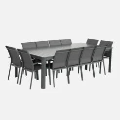 Ausziehbarer Gartentisch aus Aluminium 199/258,5cm für 12 Personen