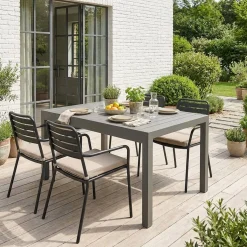 Ausziehbarer Gartentisch aus Aluminium, 8 Personen