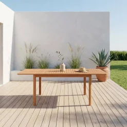 Ausziehbarer Gartentisch aus Eukalyptusholz 120/180cm für 4-6 Personen