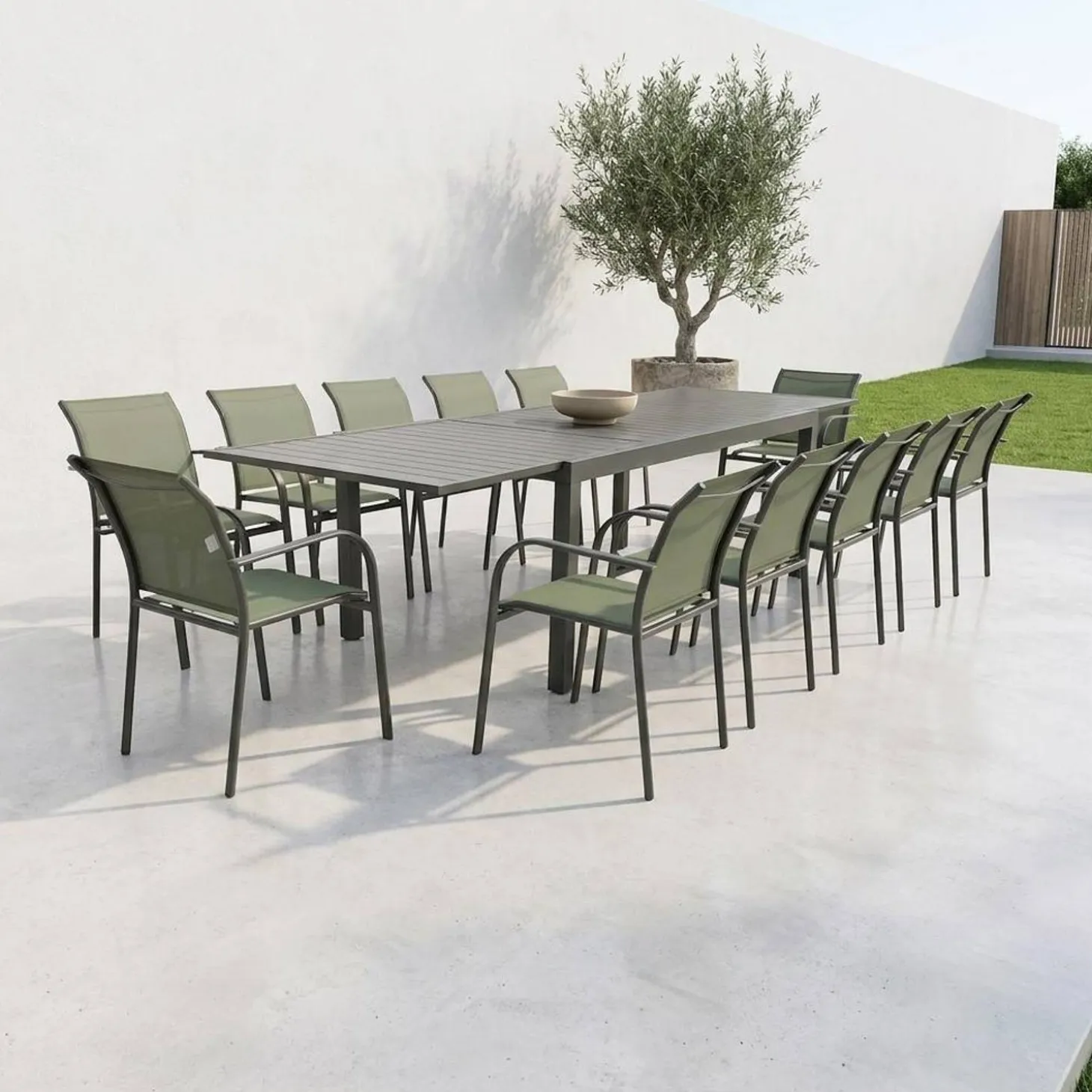 Ausziehbarer Gartentisch 200/320cm + 10 Sessel