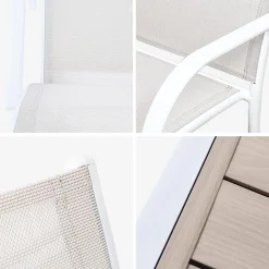 Ausziehbarer Gartentisch 135/270 cm, 8 Sessel, Aluminium und Textilene