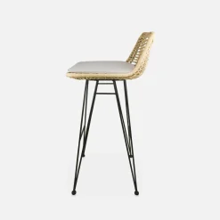 2 Barhocker aus Rattan und Metall