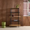Bücherregal aus Glas, Holzdekor und Stahl mit 5 Ebenen