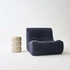 Beistelltisch, Sofaende, Nachttisch aus emailliertem Stahl mit Streifen Ø 33 x H 46 cm