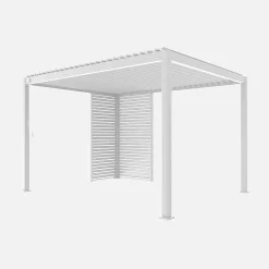 Bioklimatische Pergola Aluminium 3x4m + 1 Lamellenwand 100 cm + 1 Lamellenwand 130 cm Triomphe