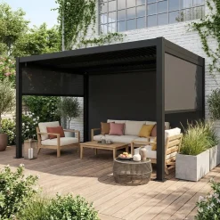 Bioklimatische Pergola Palace 3x4m + 2 Markisen 3m + 1 Markise 4m