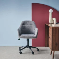 Bürostuhl mit Rollen und Chenille-Bezug, höhenverstellbar
