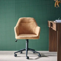 Bürostuhl mit Rollen und Chenille-Bezug, höhenverstellbar