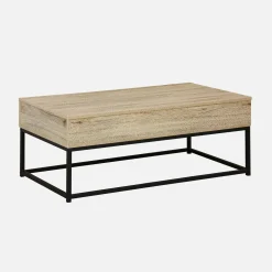 Couchtisch im industriellen Stil mit hochklappbarer Tischplatte