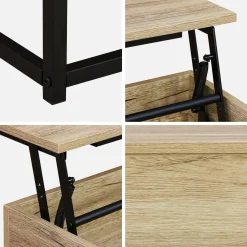 Couchtisch im industriellen Stil mit hochklappbarer Tischplatte