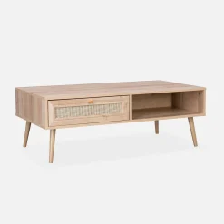 Couchtisch mit Rattan-Geflecht 110 x 59 x 39 cm
