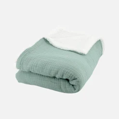 Decke Sherpa und Baumwoll-Gaze 130 x 170 cm