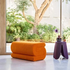 Design Bank mit Bouclé-Bezug 1-2 Plätze