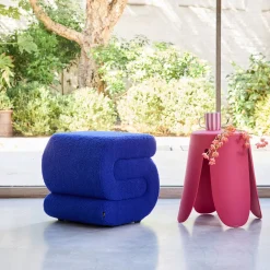 Design-Hocker mit Bouclé-Bezug 1 Platz