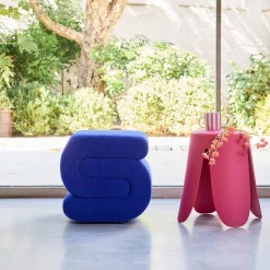 Design-Hocker mit Bouclé-Bezug 1 Platz