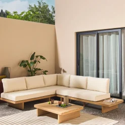 Eck-Gartenmöbelset aus Akazienholz für 5 Personen