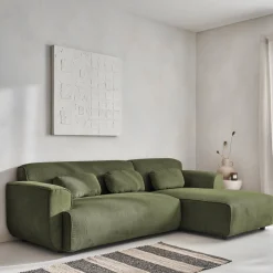 Ecksofa aus Cord, 2-3 Sitzer, Recamiere rechts