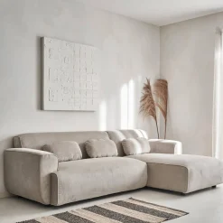 Ecksofa aus Cord, 2-3 Sitzer, Recamiere rechts