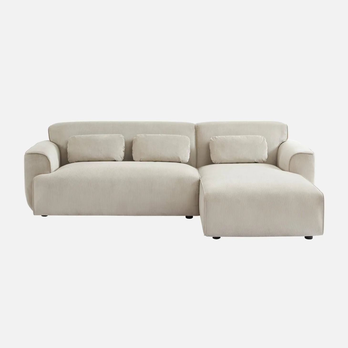 Ecksofa aus Cord, 2-3 Sitzer, Recamiere rechts