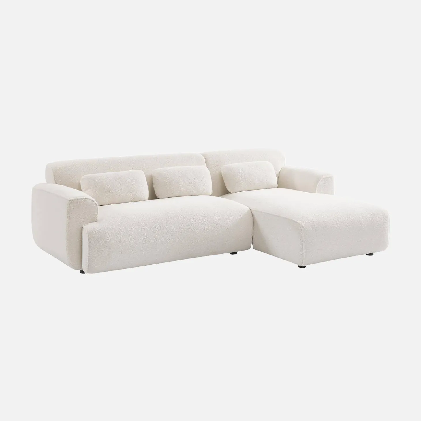 Ecksofa, 3-Sitzer mit Teddy Bouclé-Bezug