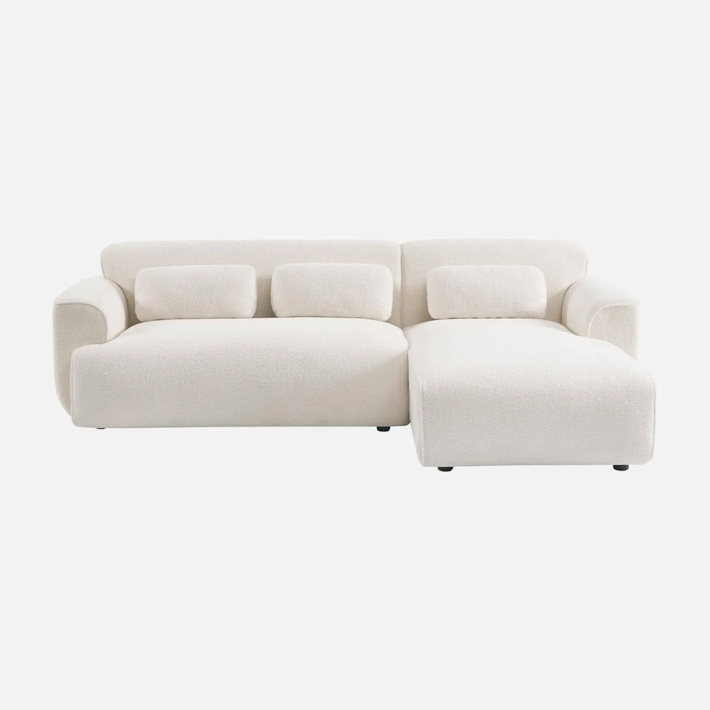 Ecksofa, 3-Sitzer mit Teddy Bouclé-Bezug