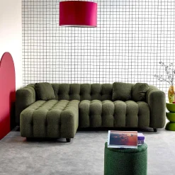 Ecksofa, wendbar, mit strukturiertem Bouclé-Bezug