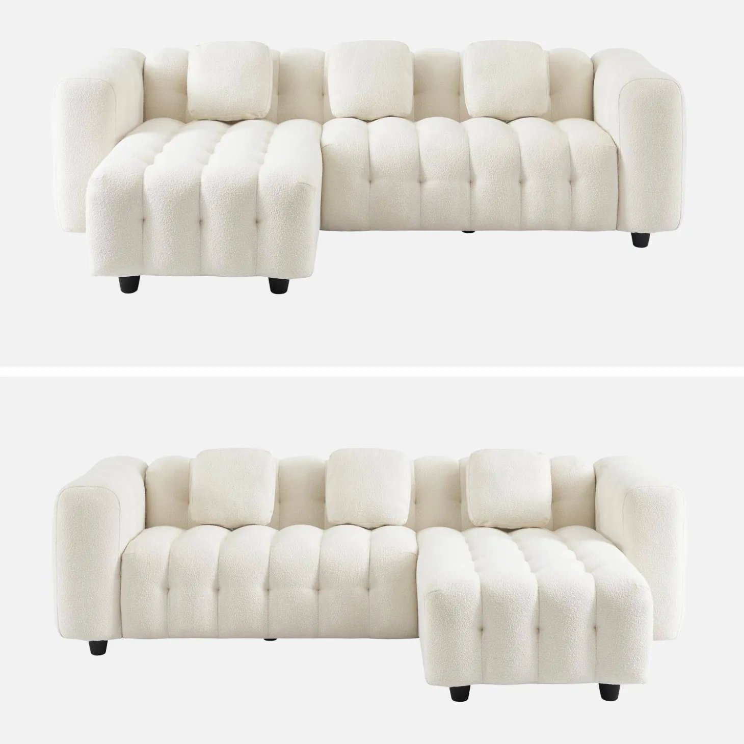 Ecksofa, wendbar, mit strukturiertem Bouclé-Bezug