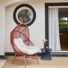 Eiförmiger Garten-Sessel aus Stahl und Kunststoffgeflecht
