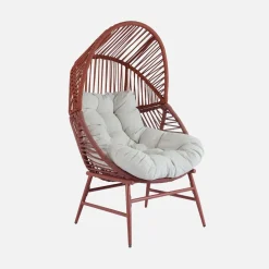 Eiförmiger Garten-Sessel aus Stahl und Kunststoffgeflecht