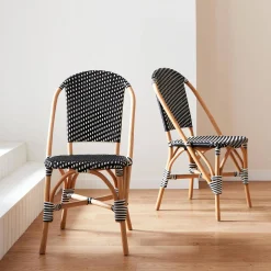 2er Set Bistrostühle aus Rattan und Polyrattan