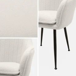 2er Set Bouclé Sessel mit Metallbeinen