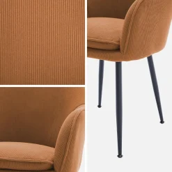 2er-Set Cord-Sessel mit mattschwarzen Metallbeinen