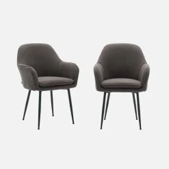2er-Set Cord-Sessel mit mattschwarzen Metallbeinen