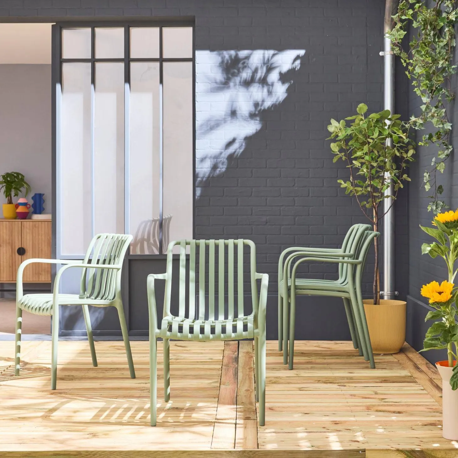 4er Set Gartensessel aus Kunststoff
