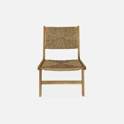 2er Set Gartensessel, Holz und Kunststoff mit Strohlook, drinnen/draußen