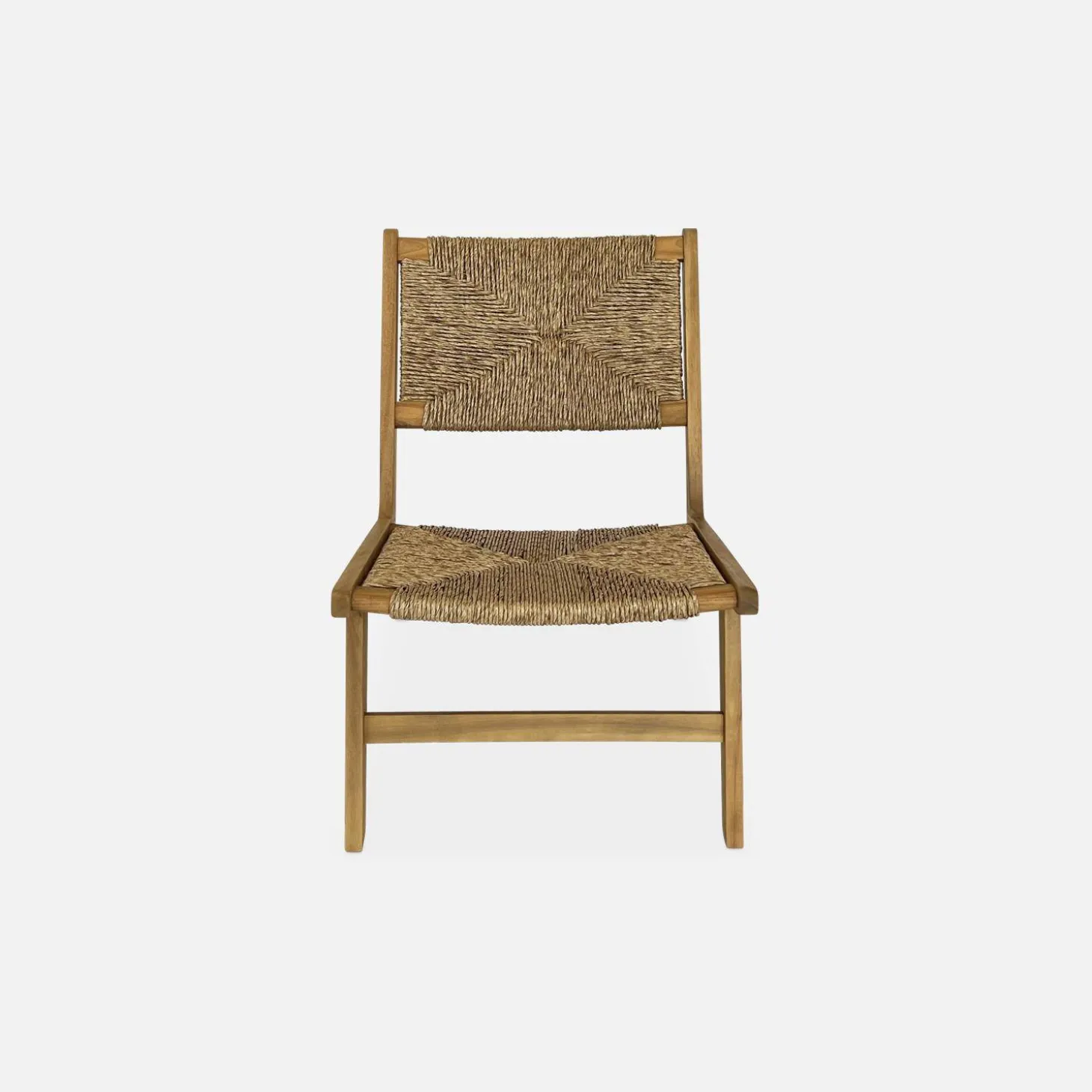 2er Set Gartensessel, Holz und Kunststoff mit Strohlook, drinnen/draußen