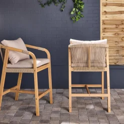 2er-Set Gartenstühle aus Akazienholz mit Seilbespannung