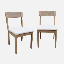 2er-Set Gartenstühle aus Akazienholz und Seil