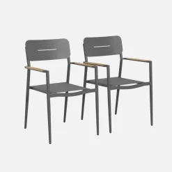 2er-Set Gartenstühle aus Aluminium und Textilene