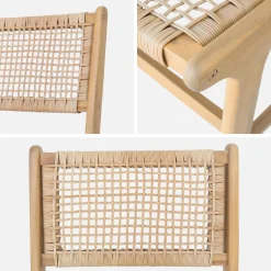 2er Set Gartenstühle aus Holz und Geflecht