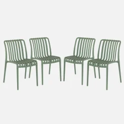 4er-Set Gartenstühle aus Kunststoff, stapelbar