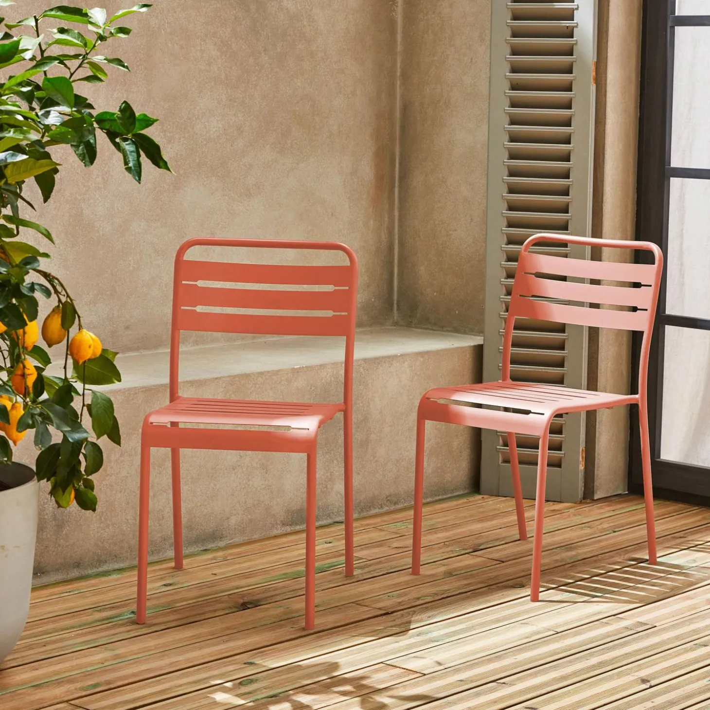 2er-Set Gartenstühle aus Stahl
