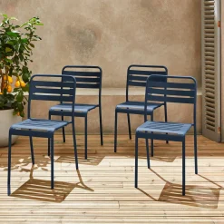 4er-Set Gartenstühle aus Stahl